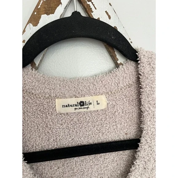 Natural Life Cozy Up Dress Fleece Long Sleeve Beige Size Large - Picture 3 of 8